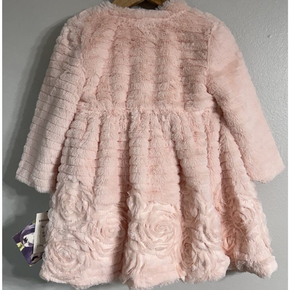 Blueberi Boulevard Coat Dress Girls 24 Months Pink Roses Easter Flower Girl NEW - Picture 3 of 15
